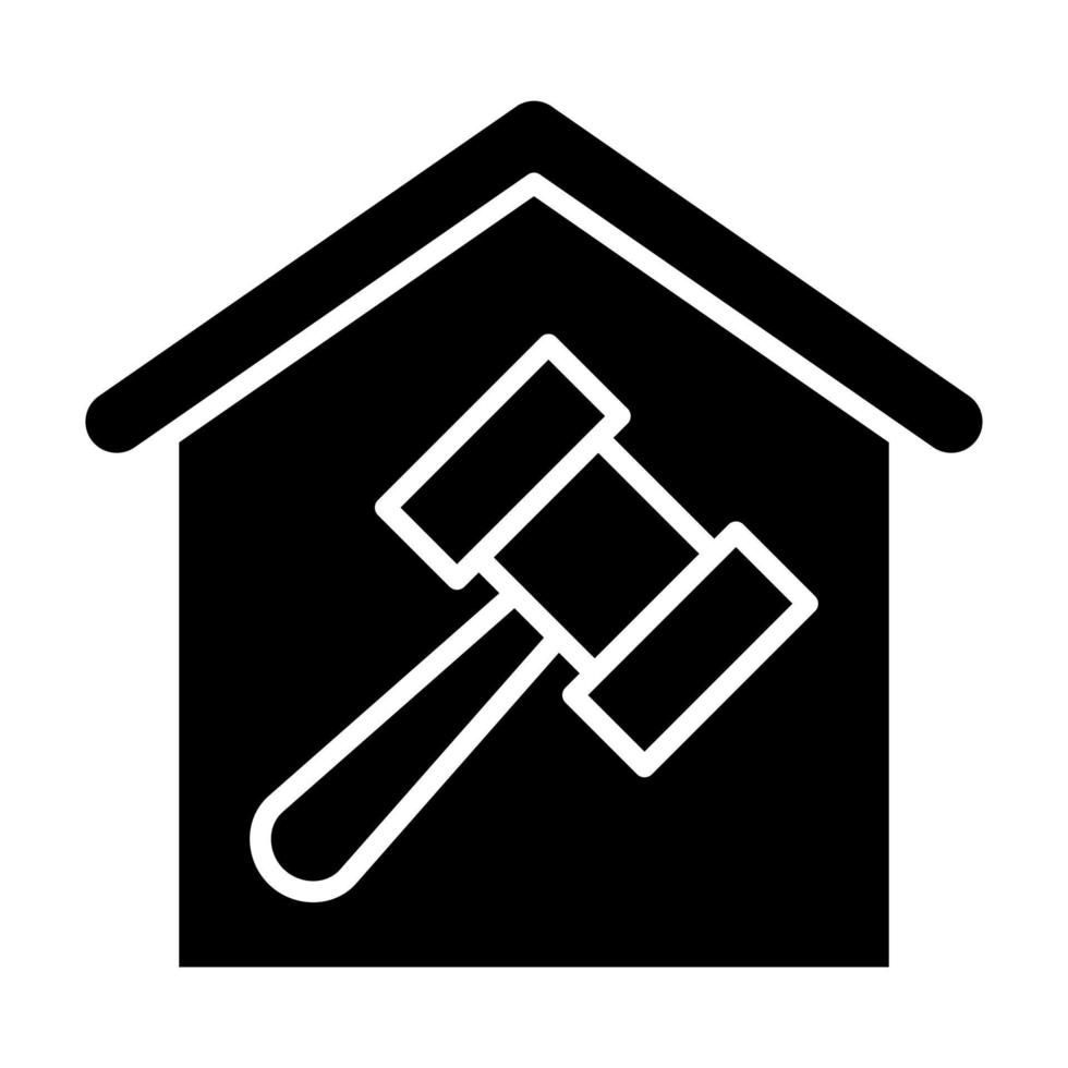 House Auction Glyph Icon vector