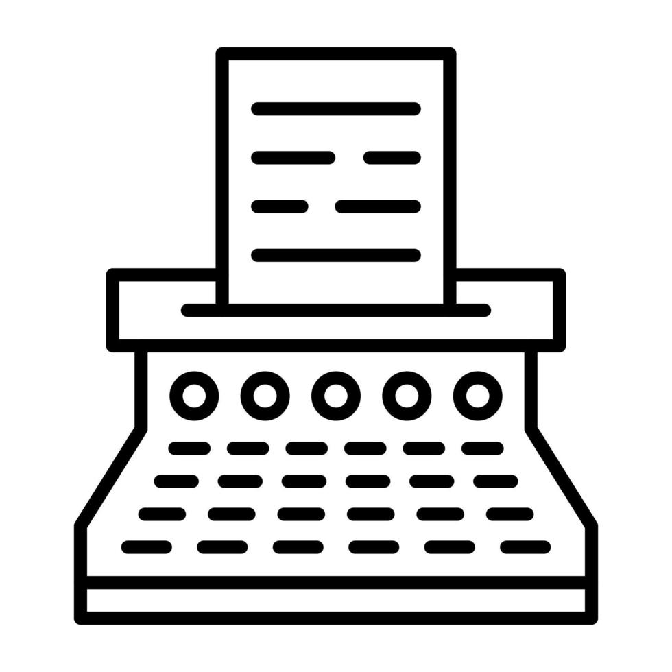 Typewriter Line Icon vector