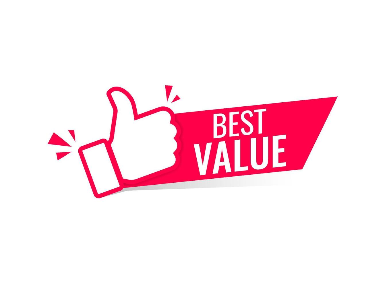 Best value label with thumb up icon. vector