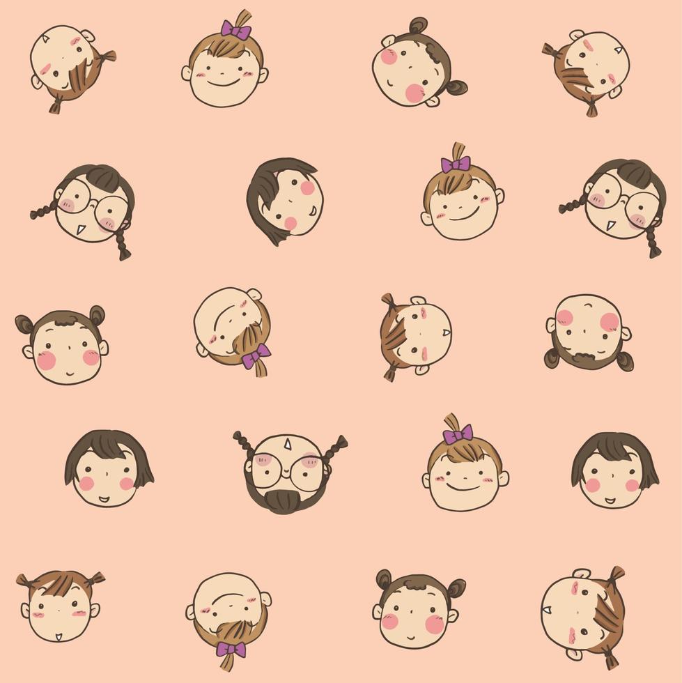 Doodle avatar girl cartoon characters vector