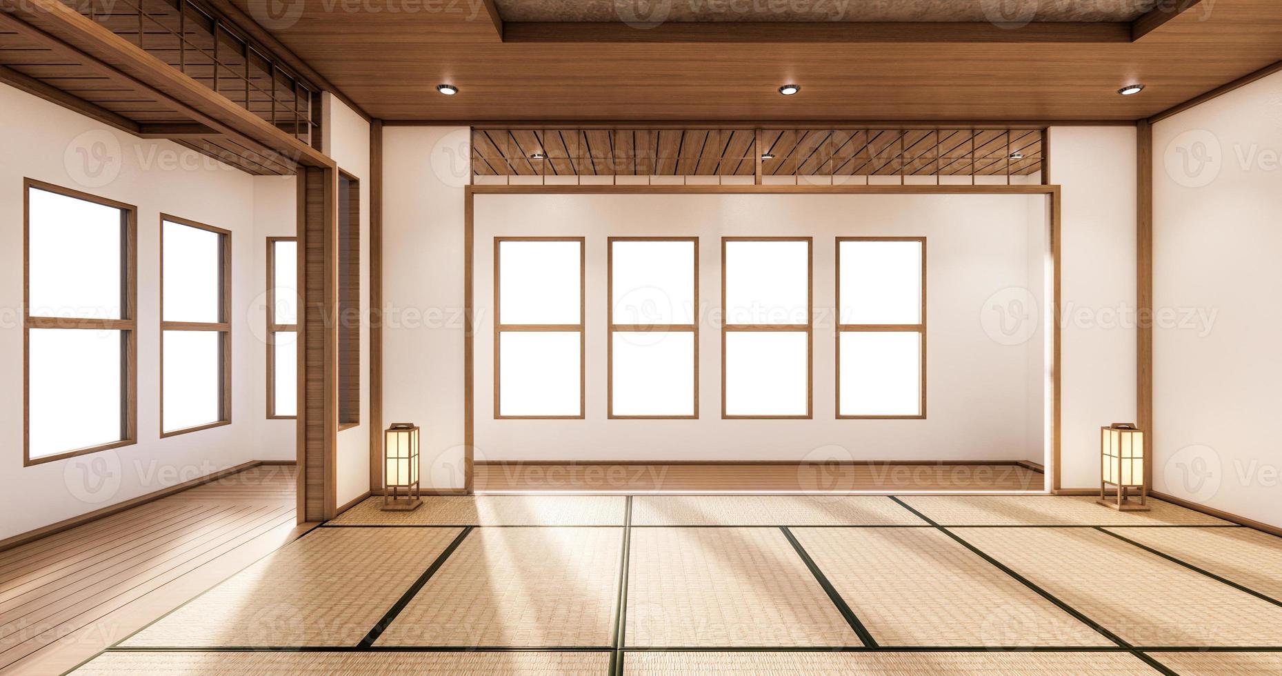 The interior design white modern living room asia style. 3d illustration, 3d rendering photo