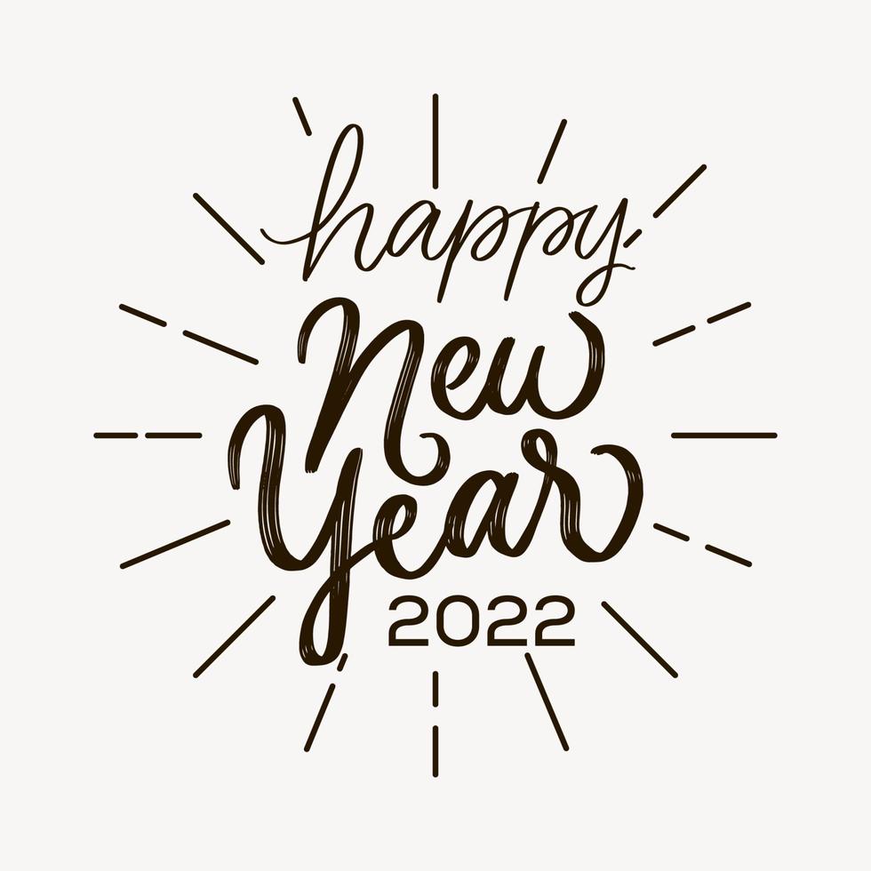 hand lettering happy new year 2022. vector design. letting new year 2022 isolated design
