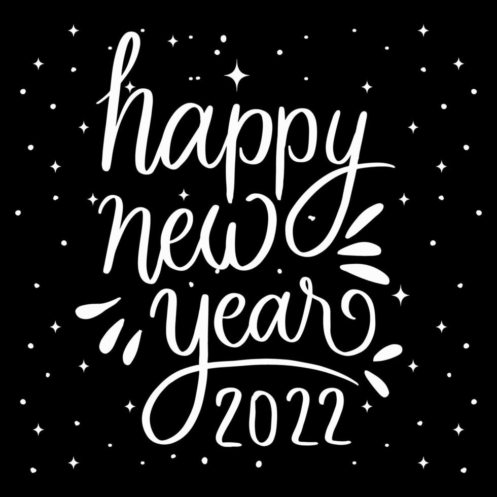 hand lettering happy new year 2022 with ornament. lettering new year 2022 isolated design vector