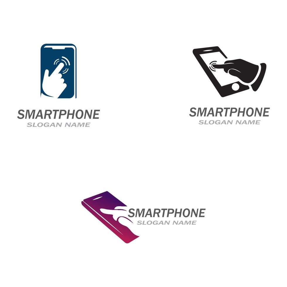 Hand touch smartphone icon on white background for your design, logo, application vector