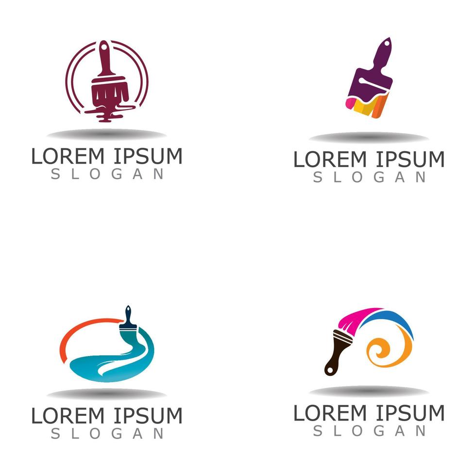 Paint brush color logo icon Graphic illustration design vector