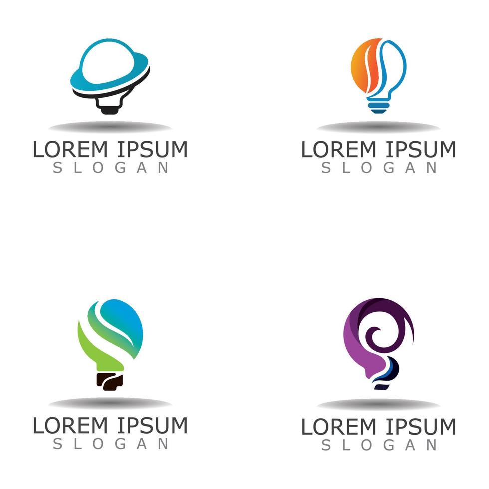Bulb smart logo idea design of digital colorful symbol and icon lamp vector