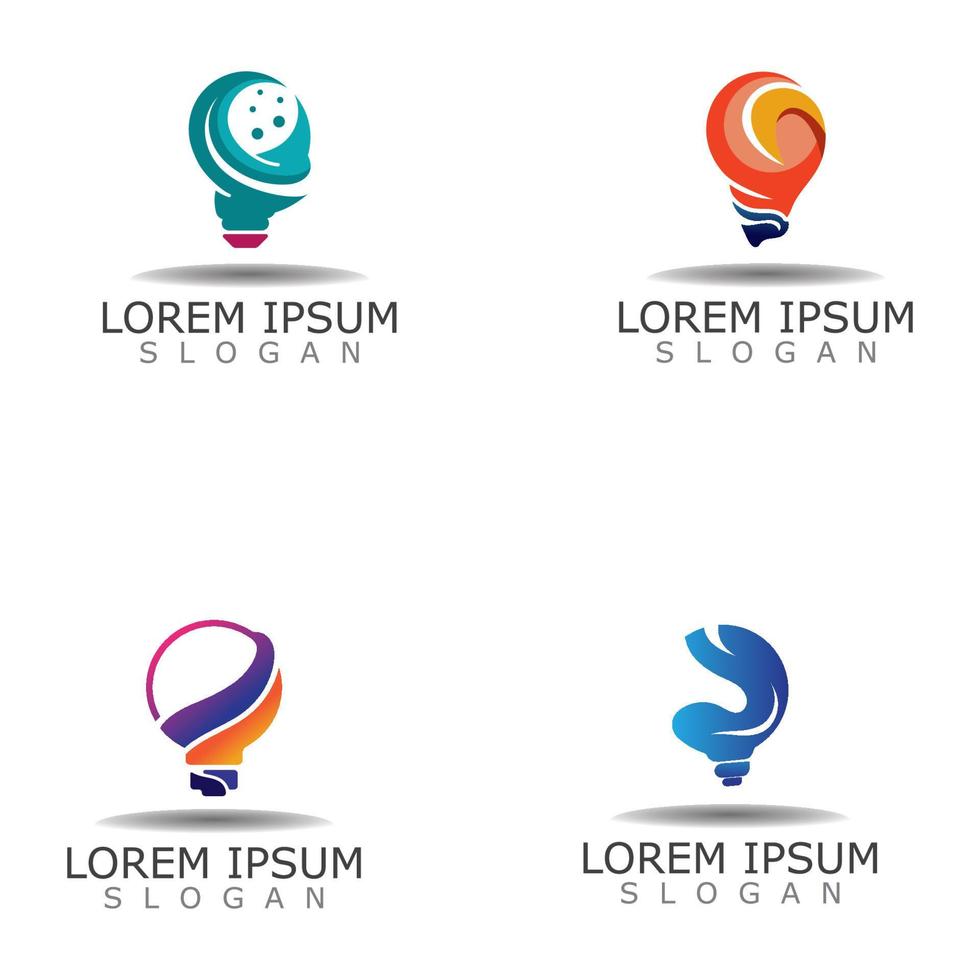 Bulb smart logo idea design of digital colorful symbol and icon lamp vector