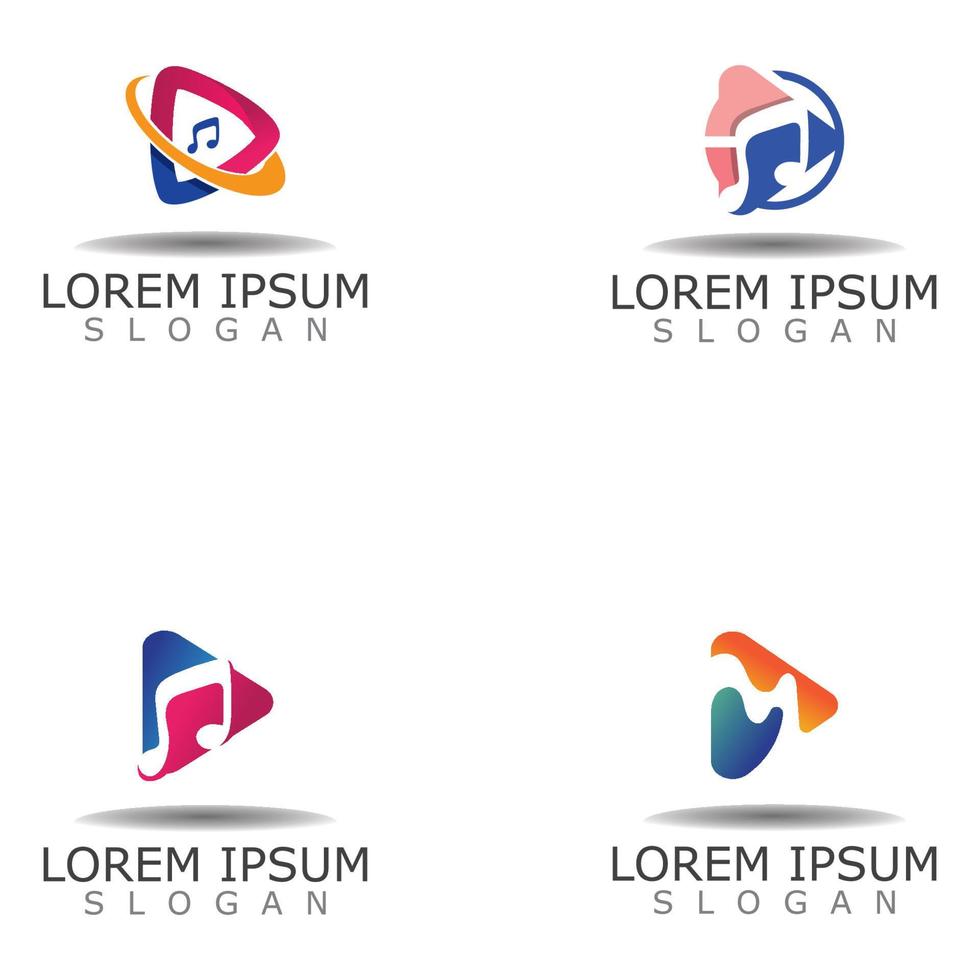 Polygonal Media Play Logo Illustration. Play button vector Template