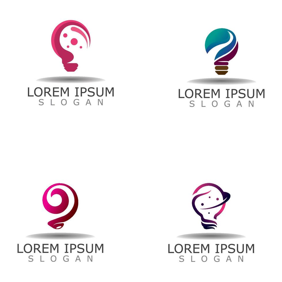 Bulb smart logo idea design of digital colorful symbol and icon lamp vector