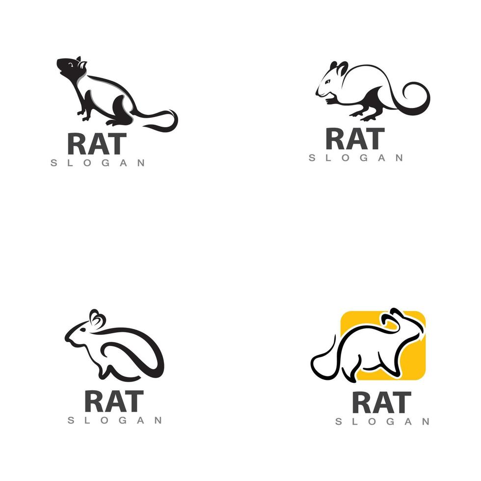 vector de plantilla de diseños de icono de logotipo animal único de línea de rata