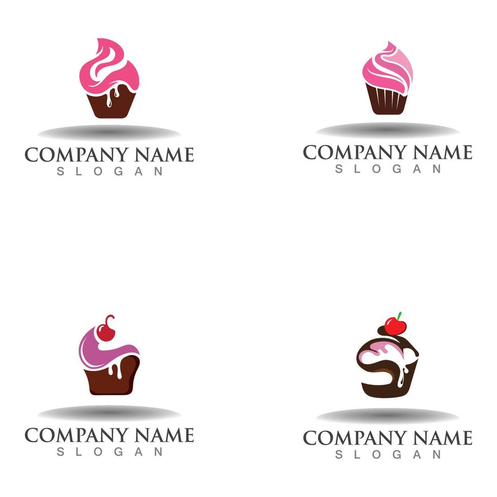 cupcake panadería logo icono de plantilla de postre dulce diseño de panadería vector