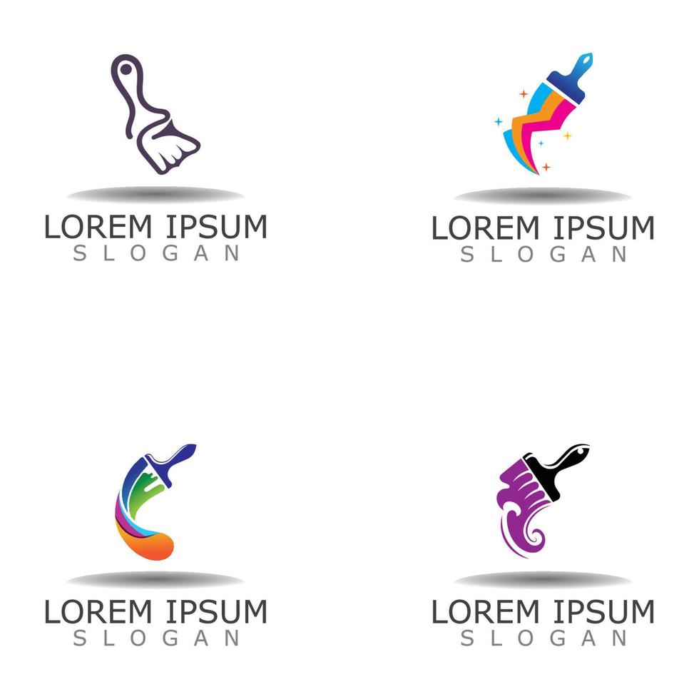 Paint brush color logo icon Graphic illustration design vector