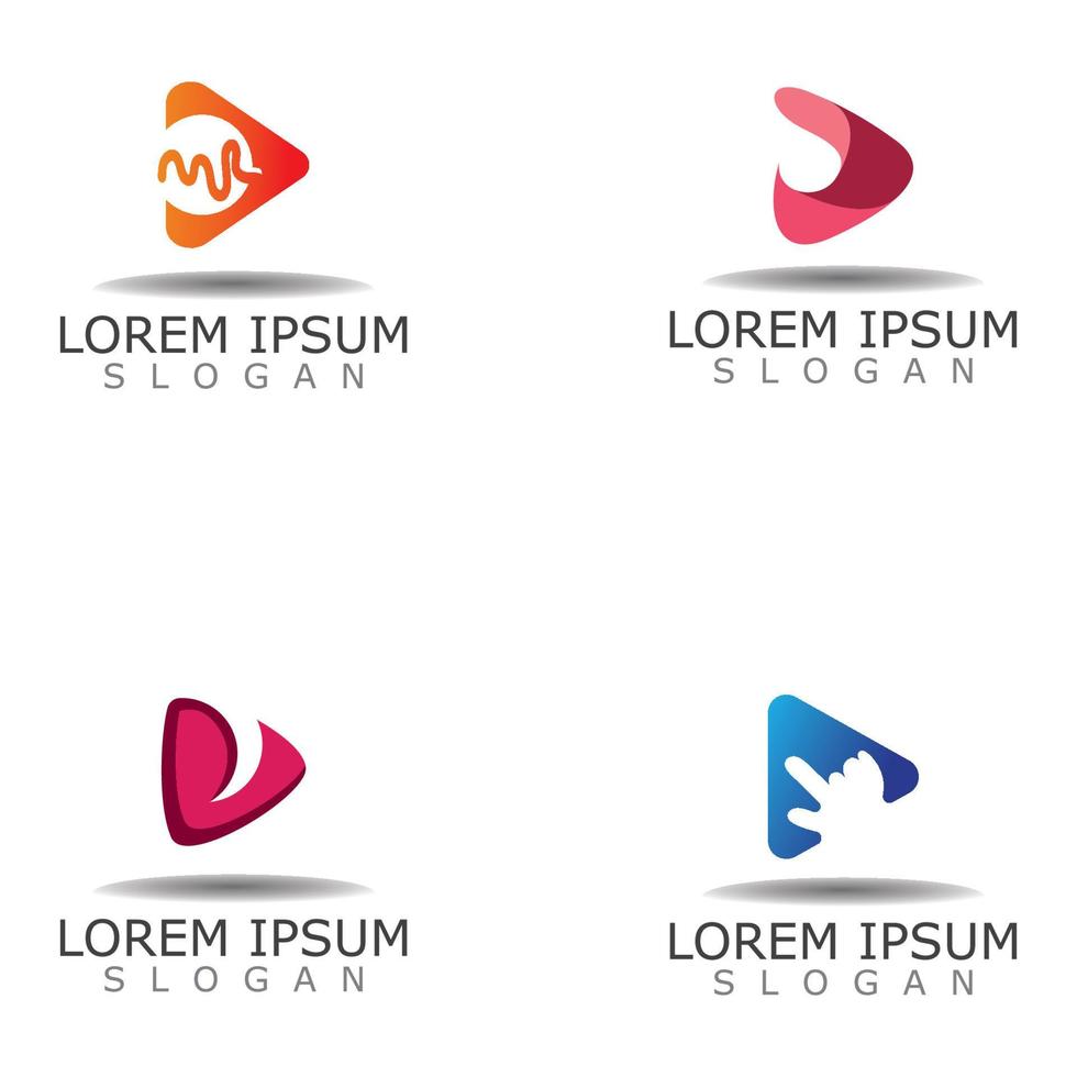 Polygonal Media Play Logo Illustration. Play button vector Template