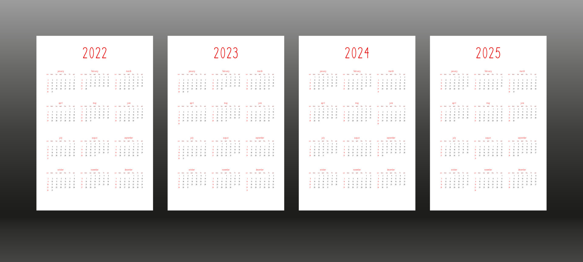 2022 2023 2024 2025 Calendar Daily Weekly Monthly Personal, 45 OFF
