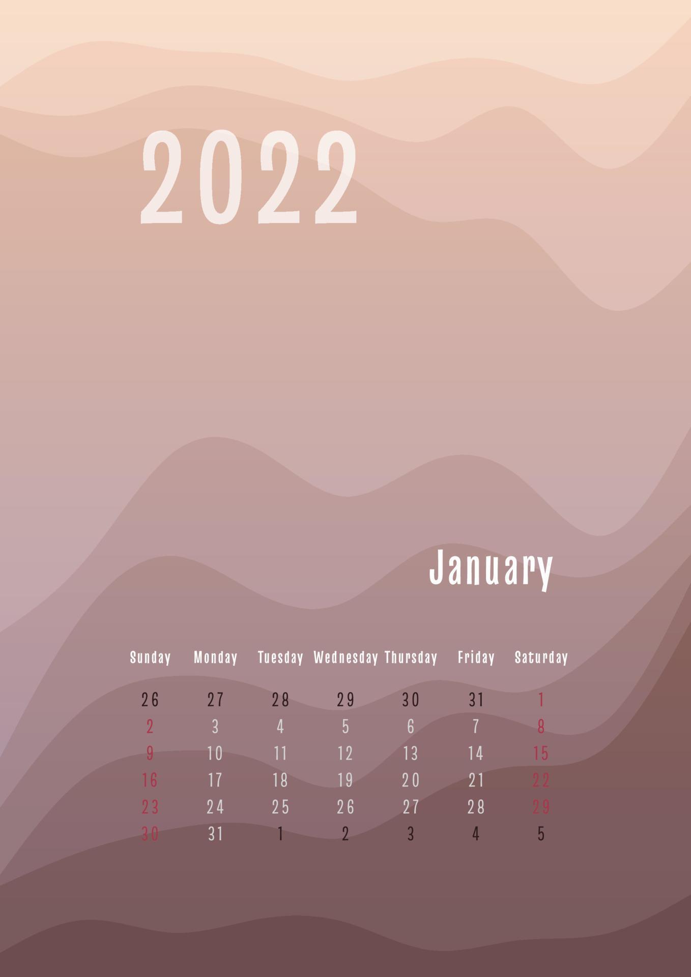 2022 january vertical calendar every month separately. monthly personal