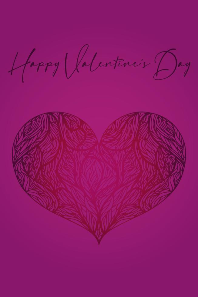 Folleto de volante de invitación de banner de tarjeta de felicitación de San Valentín. delicado estilo femenino rico. forma de corazón fucsia y letras de moda minimalista vector