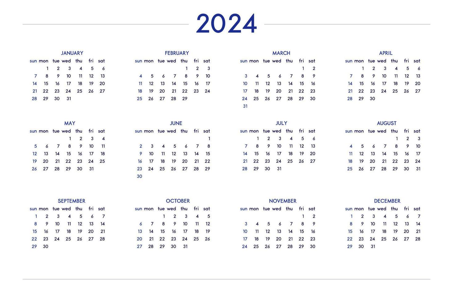Calendario 2024 Ambientado En Un Estilo Estricto Clásico Calendario De