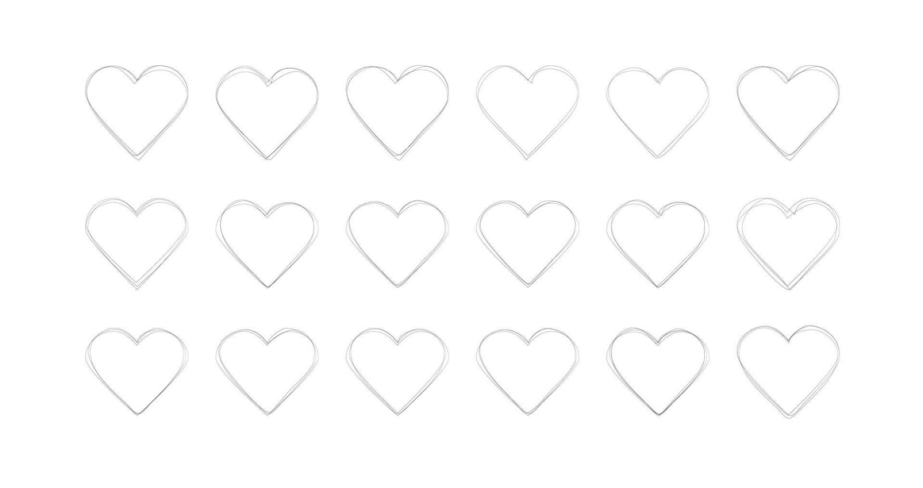 hearts collection valentine's day elements thin outline vector