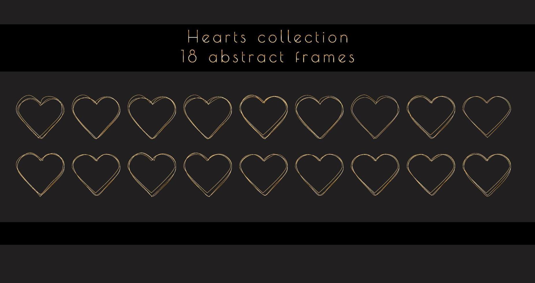 luxury gold hearts valentine's day elements thin outline vector