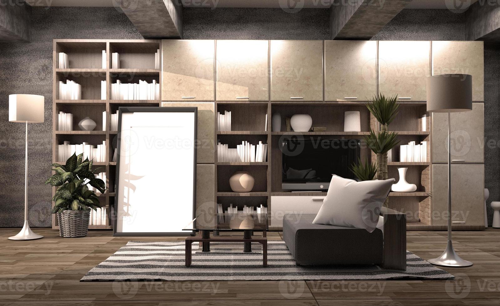 Modern Room Scandinavian Style. 3D Rendering photo