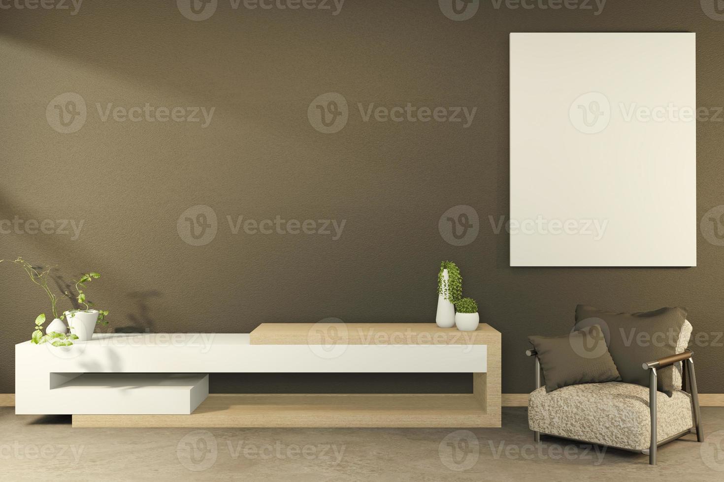 cabiner and low table interior mock up Chinese style Room interior. 3D rendering photo