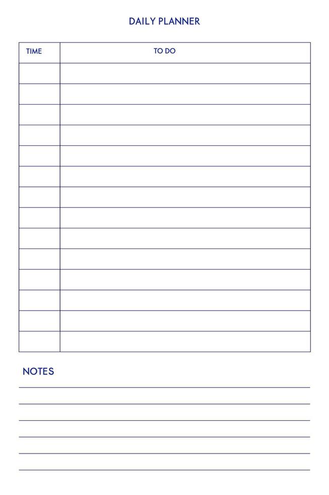 daily weekly personal planner diary template in classic strict style. individual schedule in minimal restrained business design. vector