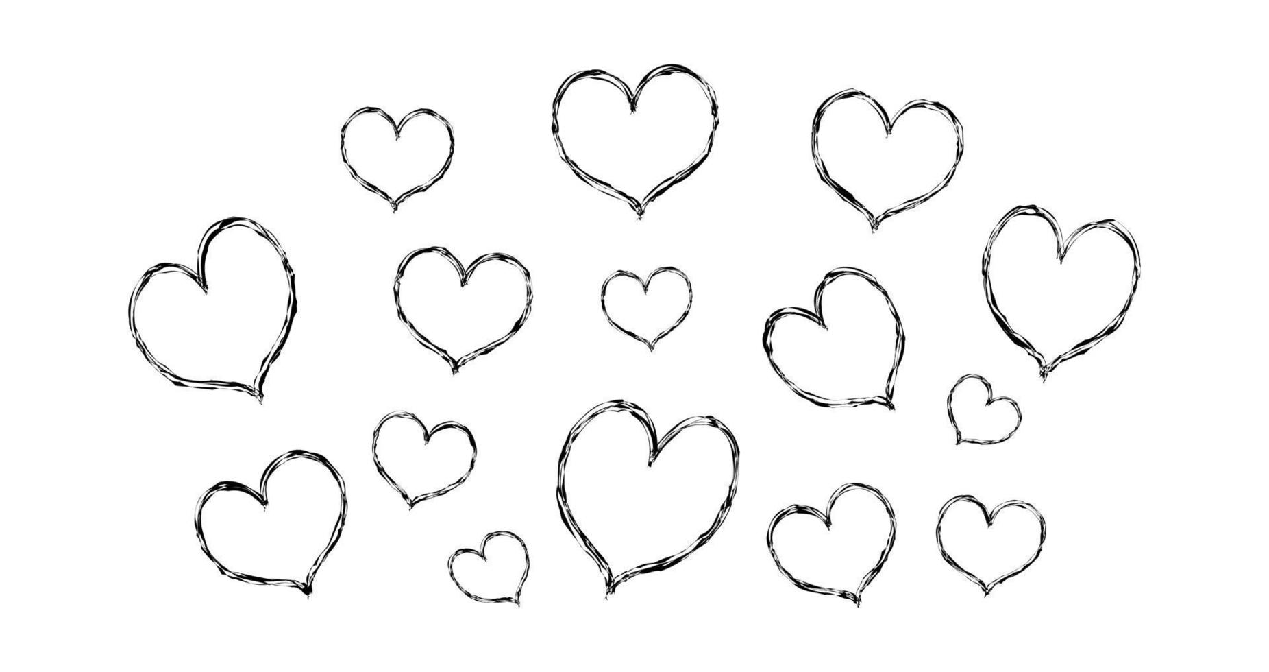 hand drawn hearts valentine's day elements scribble doodle style vector