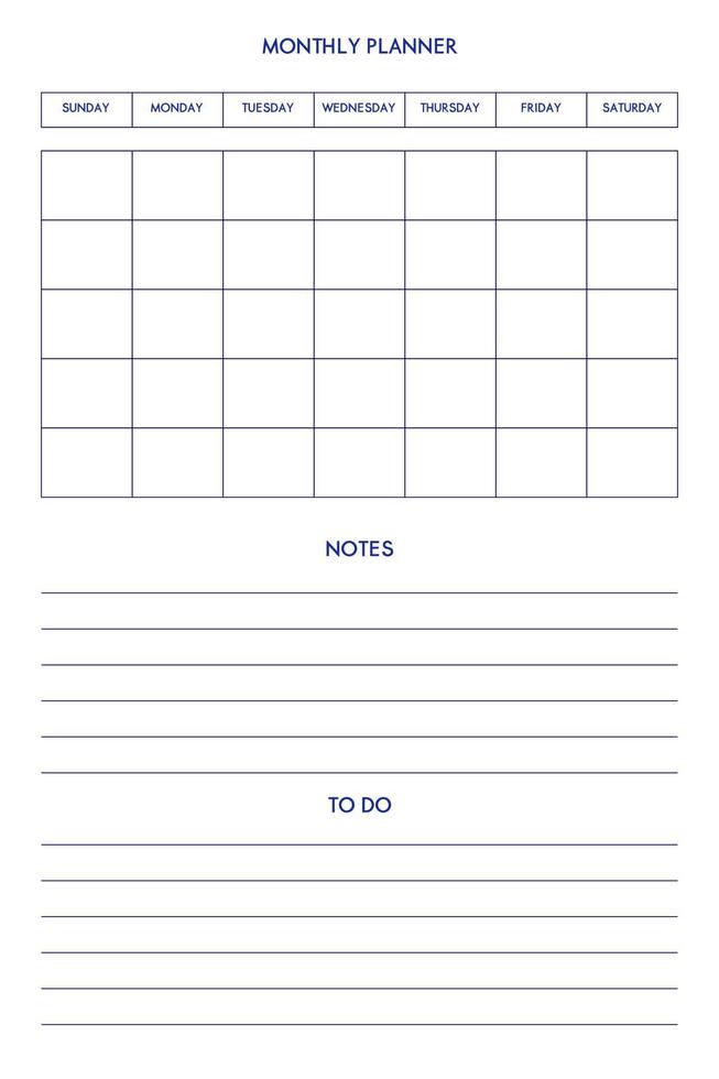 2022 2023 2024 2025 calendar daily weekly monthly personal planner diary template in classic strict style. individual schedule in minimal restrained business design. Week starts on sunday vector