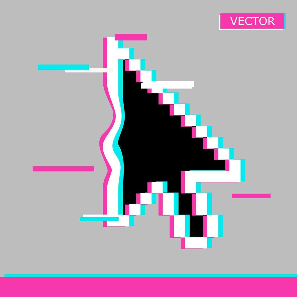 flecha blanca pixel cursor icono signo vector ilustración estilo plano diseño aislado sobre fondo blanco.