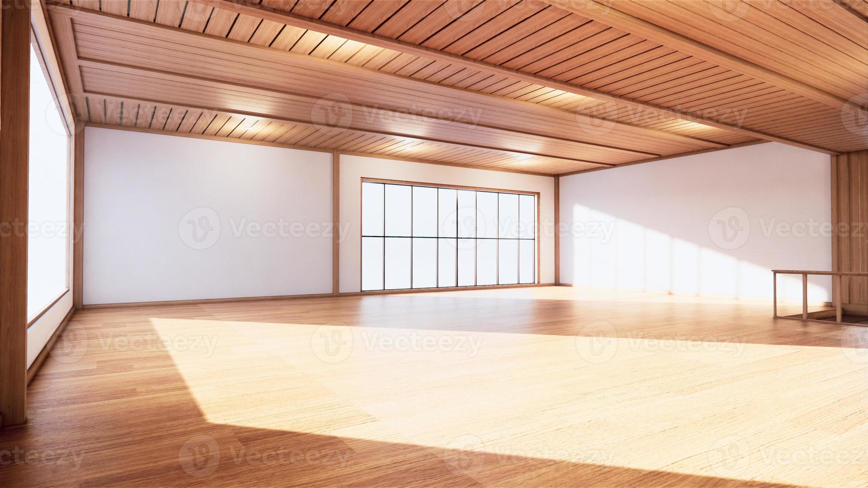 diseño de interiores de gran salón, maqueta de interior de estilo japonés de gran salón foto