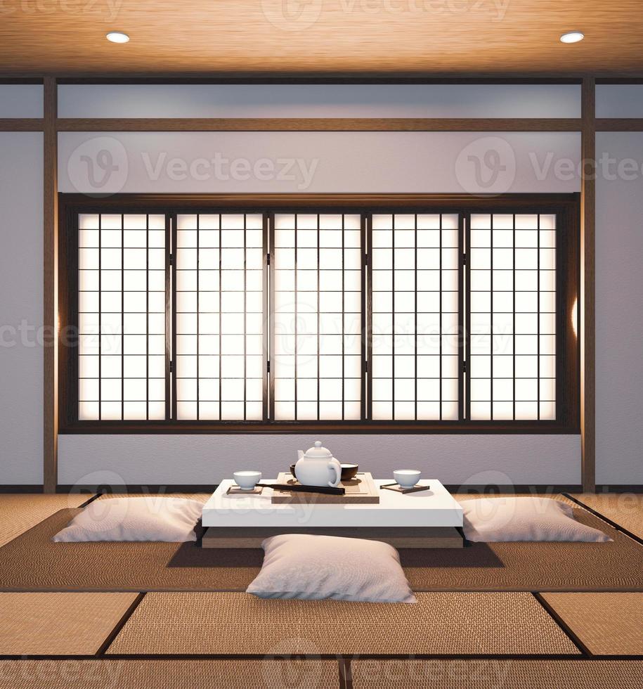 shelf wall design in room modern tropical style - empty room interior - minimal design. 3d rendering photo