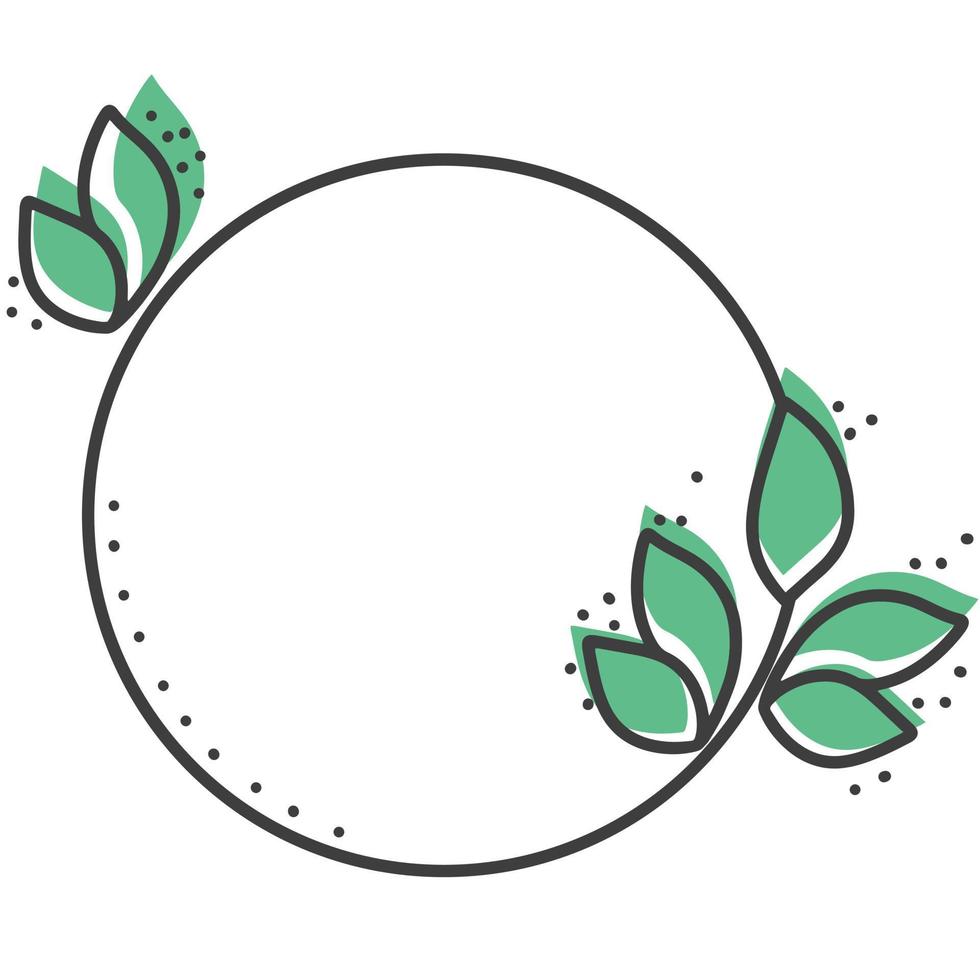 Simple botanical wreath with greenery and leaves in doodle style vector