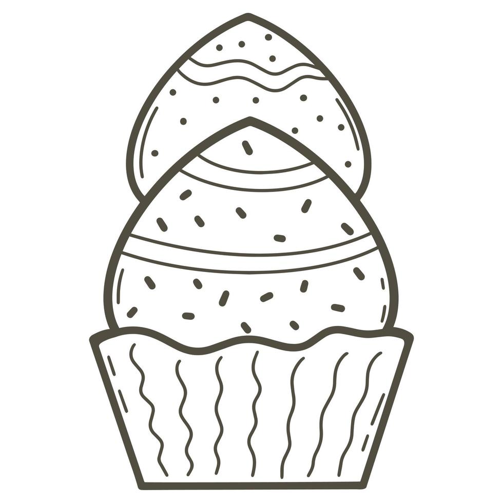 Single cake in doodle style isolated object vector