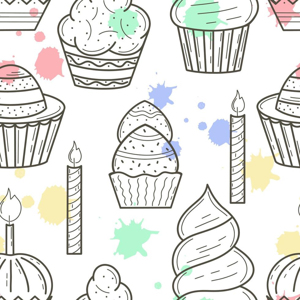 Cakes seamless pattern vector illustration
