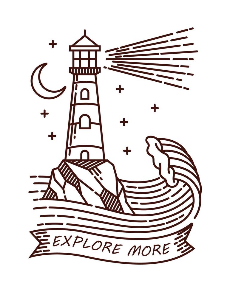 Lighthouse line illustration. hand drawn vector