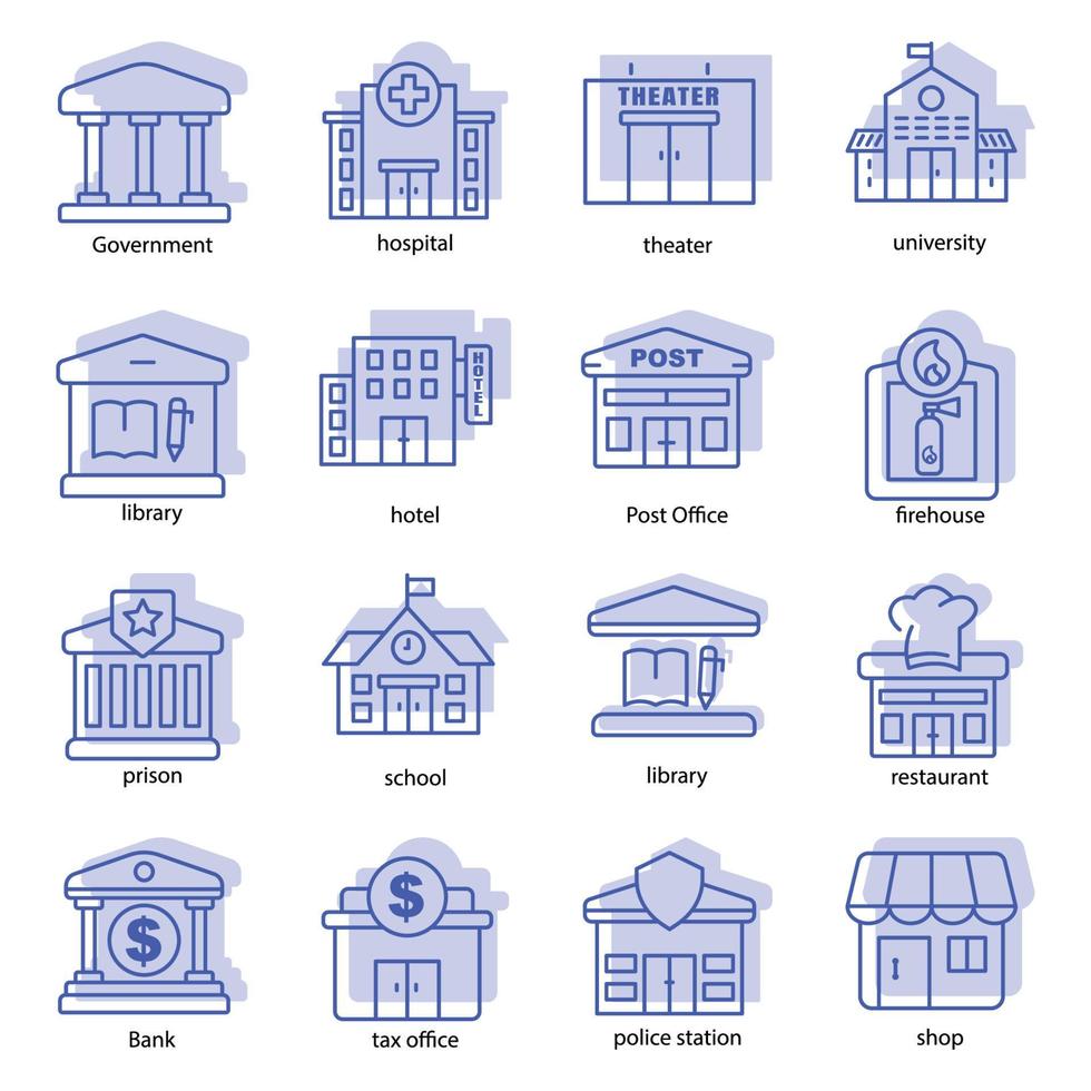 Building icon set. the icon can be used for application icon, web icon, infographics, Editable stroke. Design template vector