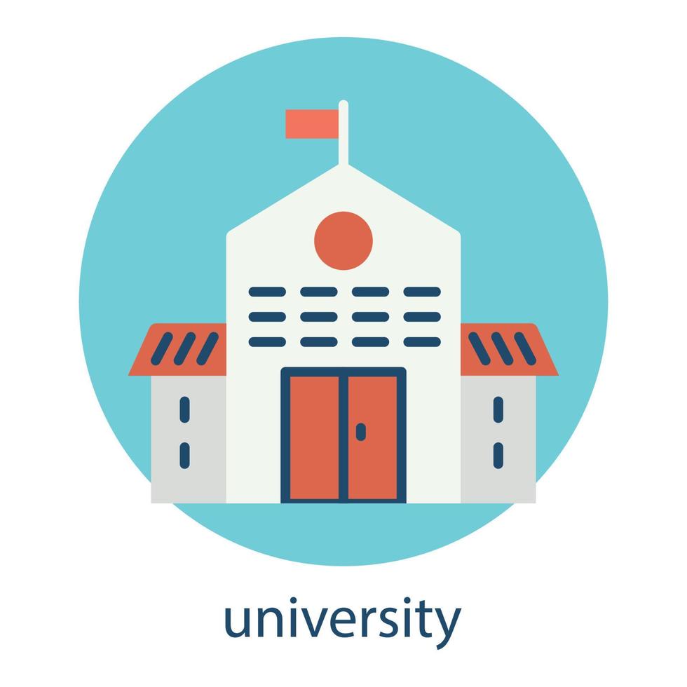 University flat icon. Editable stroke. Design template vector