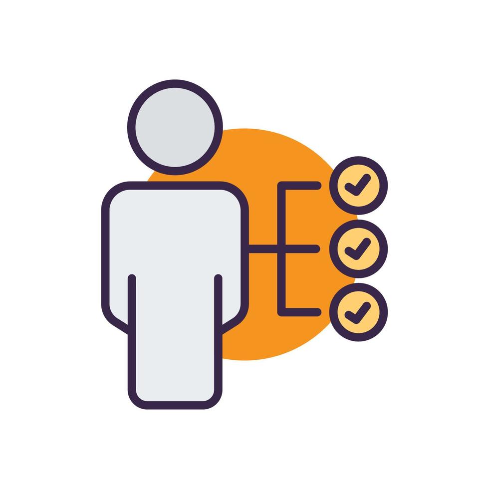 People icon with mark.  Business symbol. lineal color style. editable stroke. Design vector illustration