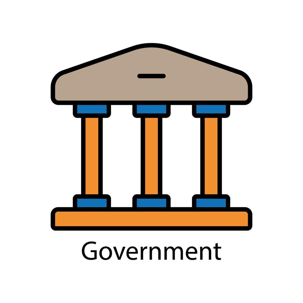 Government building lineal color icon. Editable stroke. Design template vector