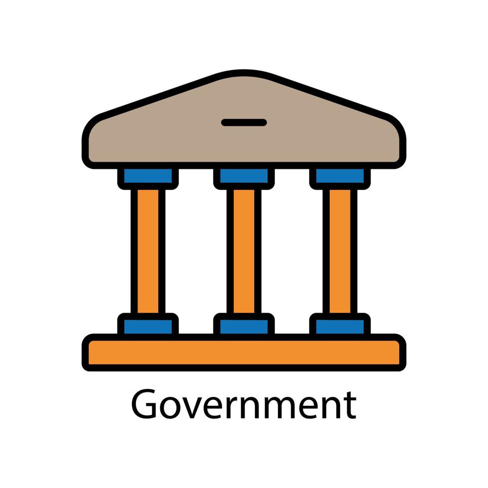 Government building lineal color icon. Editable stroke. Design template vector