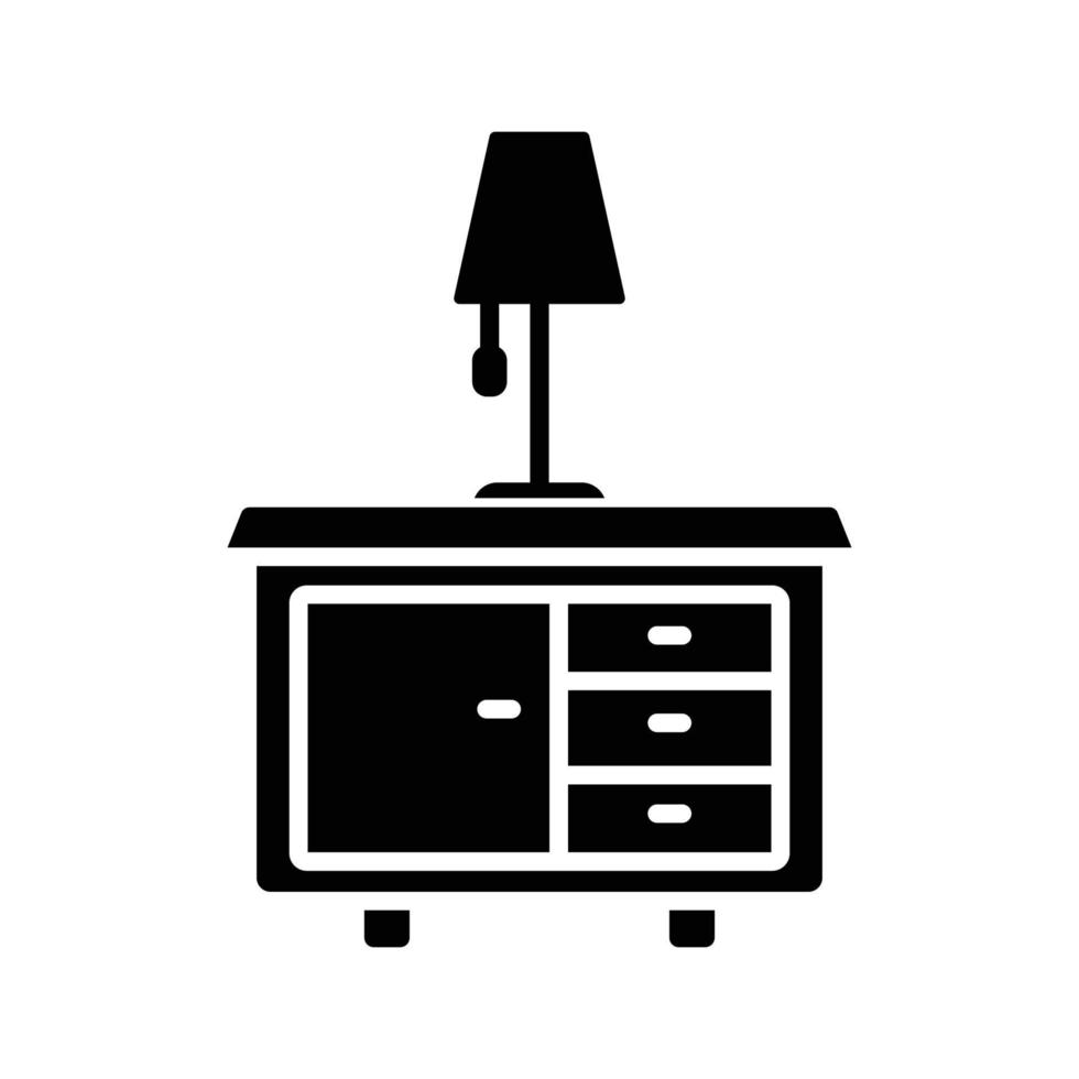 Cupboard and lamp design. Glyph icon style. simple illustration. Editable stroke. Design template vector