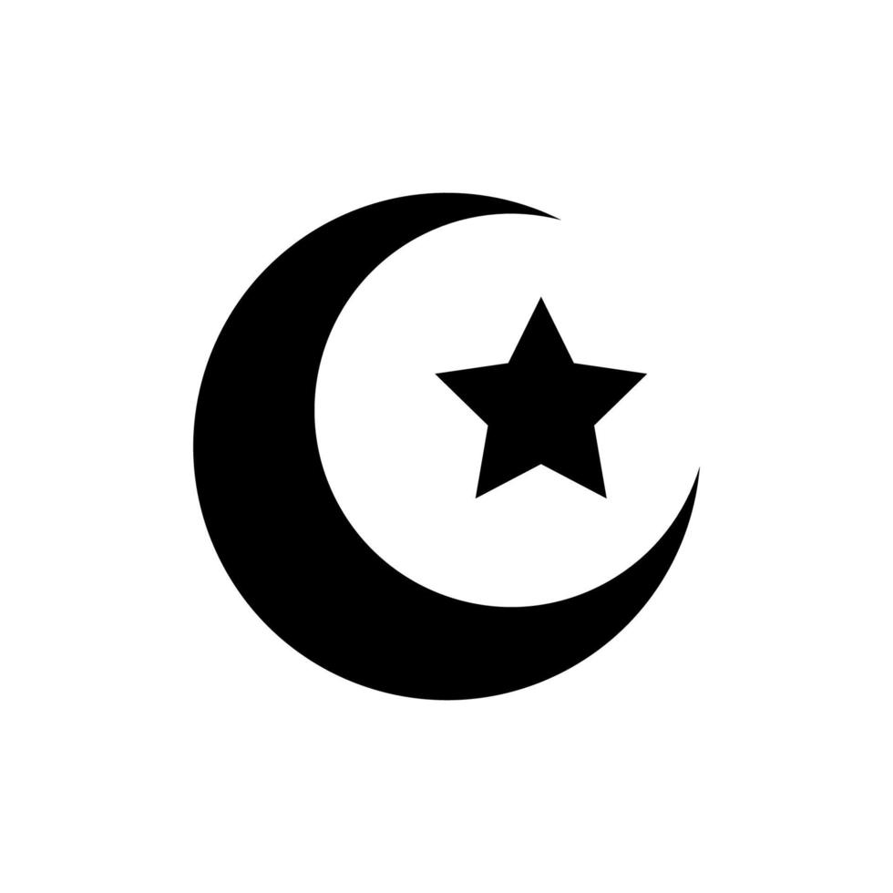 Crescent and star icon. Design template vector