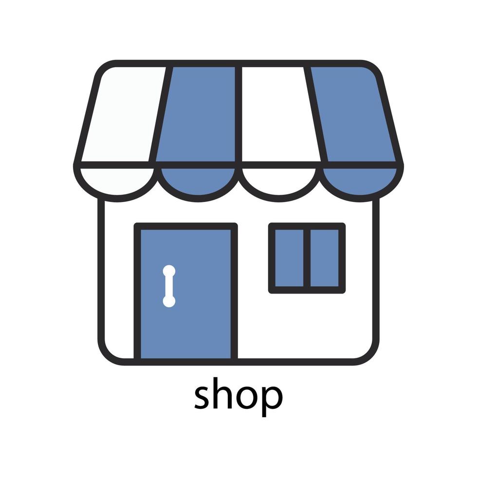 Shop icon. Two Tone line colored Design. the icon can be used for application icon, web icon, infographics. Editable stroke. Design template vector
