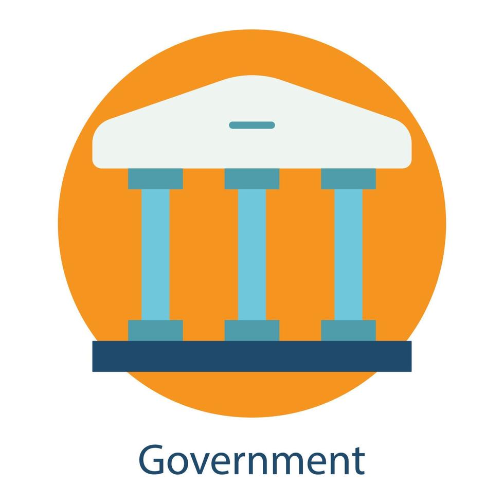 Government building flat icon. Editable stroke. Design template vector