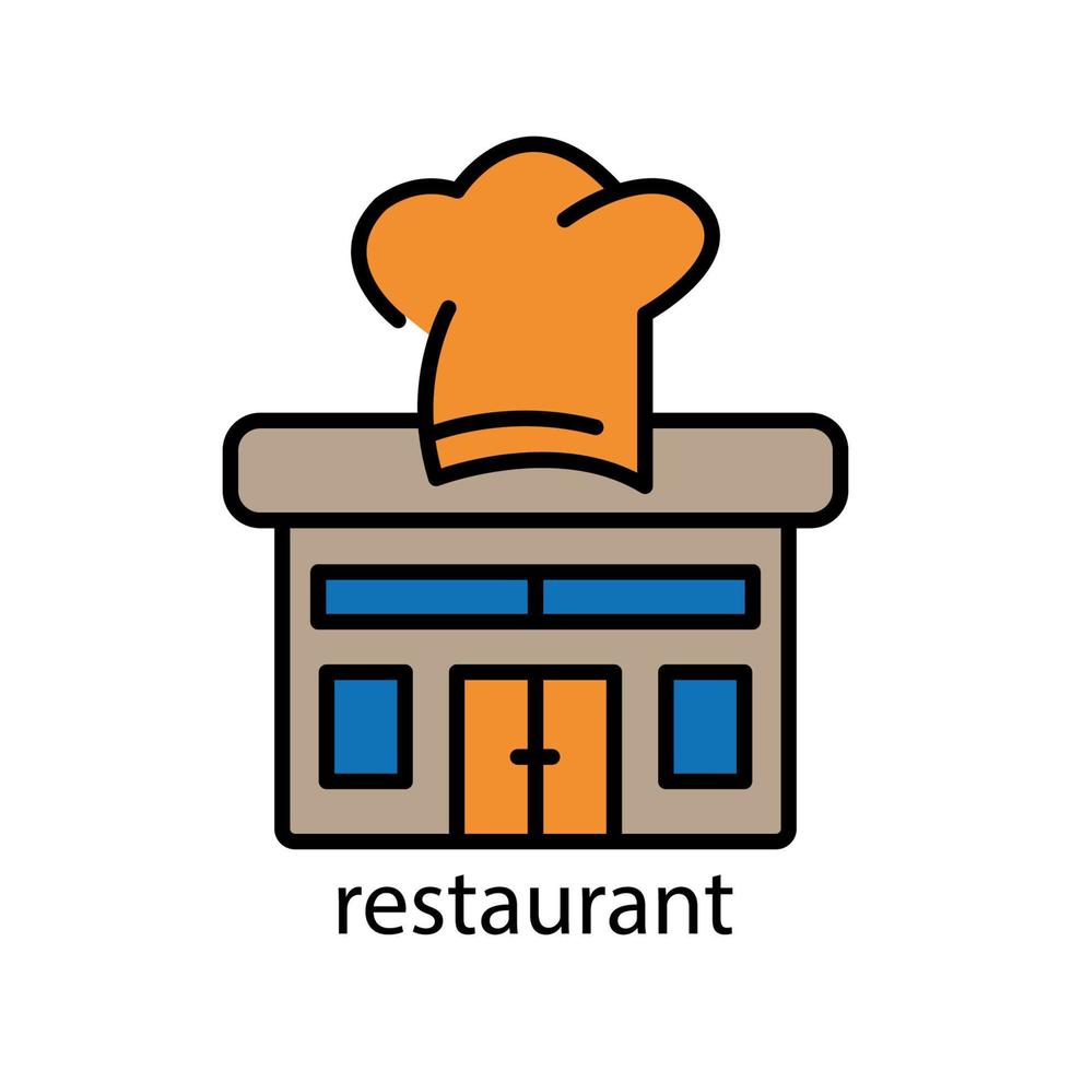 restaurante icono de color lineal. trazo editable. vector de plantilla de diseño