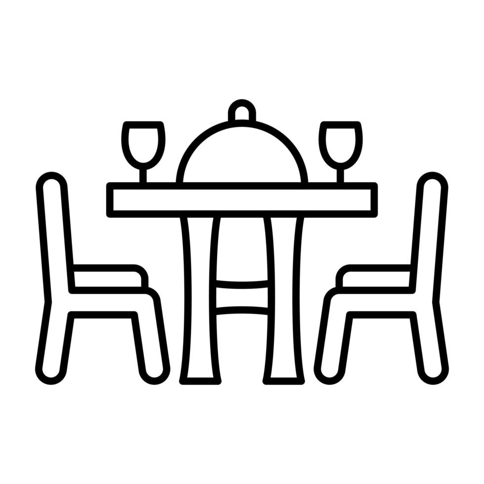 Dining Table Line Icon vector
