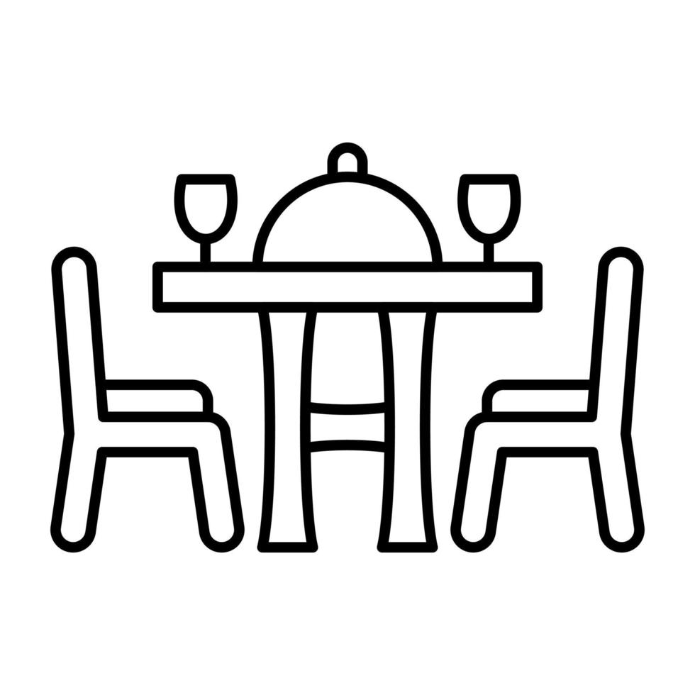 icono de línea de mesa de comedor vector