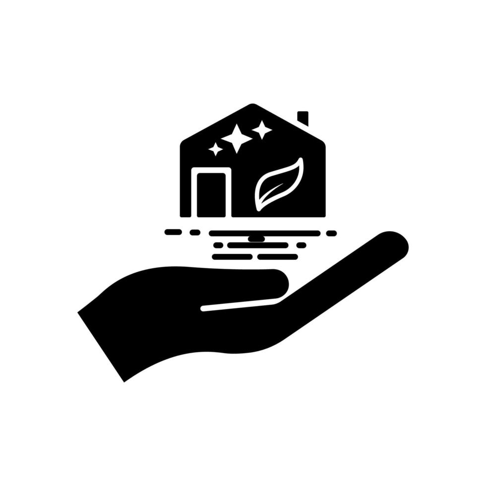 icono de mano con casa. lavado en casa. limpiando la casa. diseño simple editable. vector de plantilla de diseño