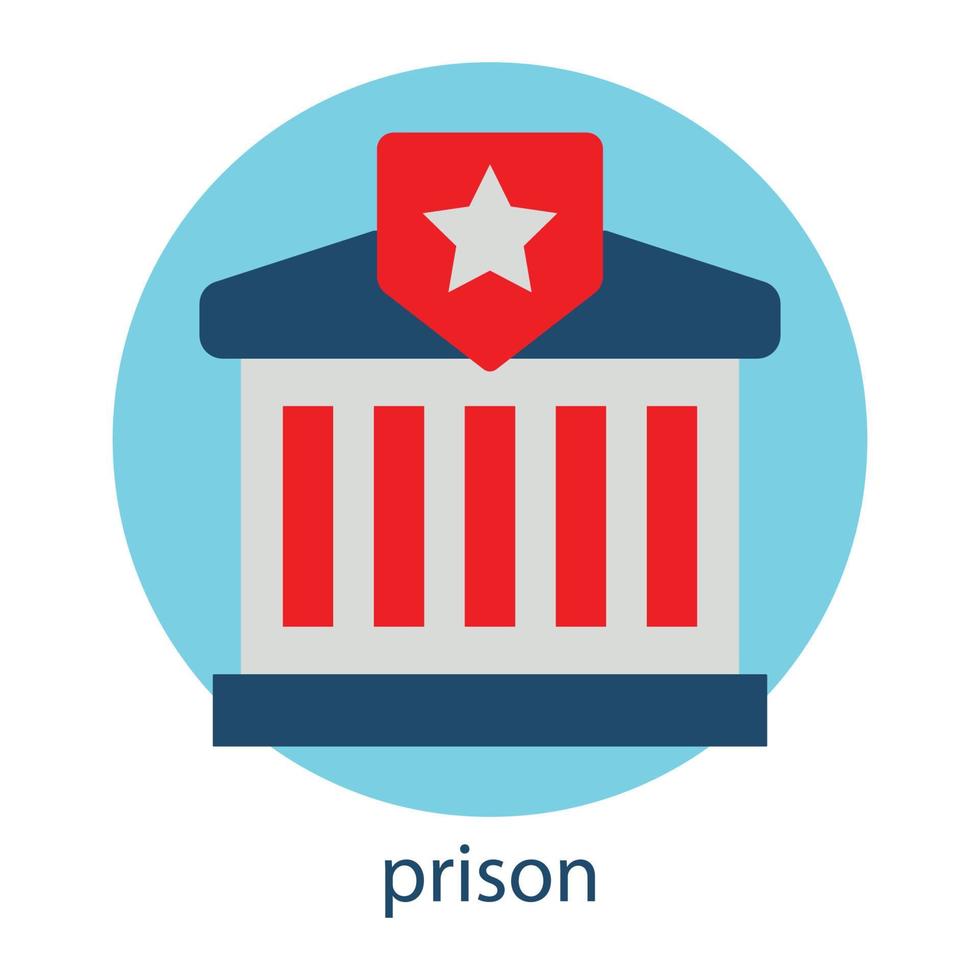 Prison flat icon. Editable stroke. Design template vector