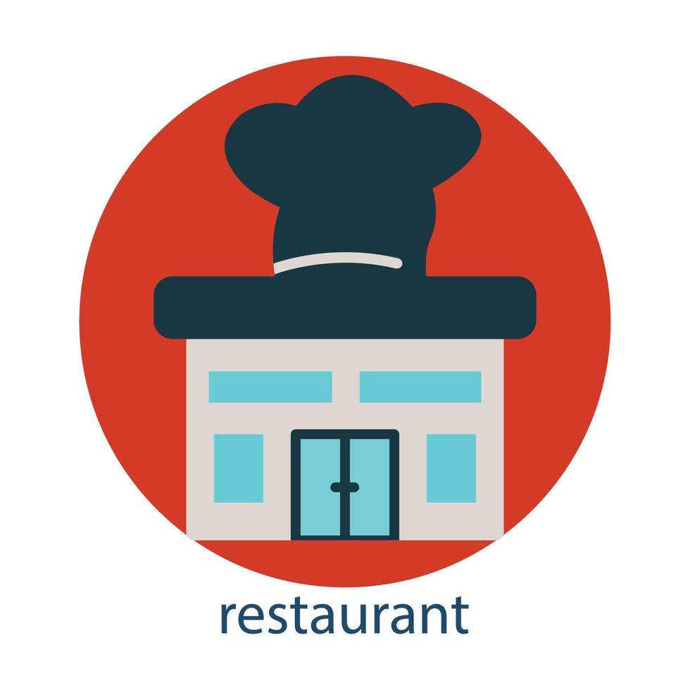 Restaurant flat icon. Editable stroke. Design template vector